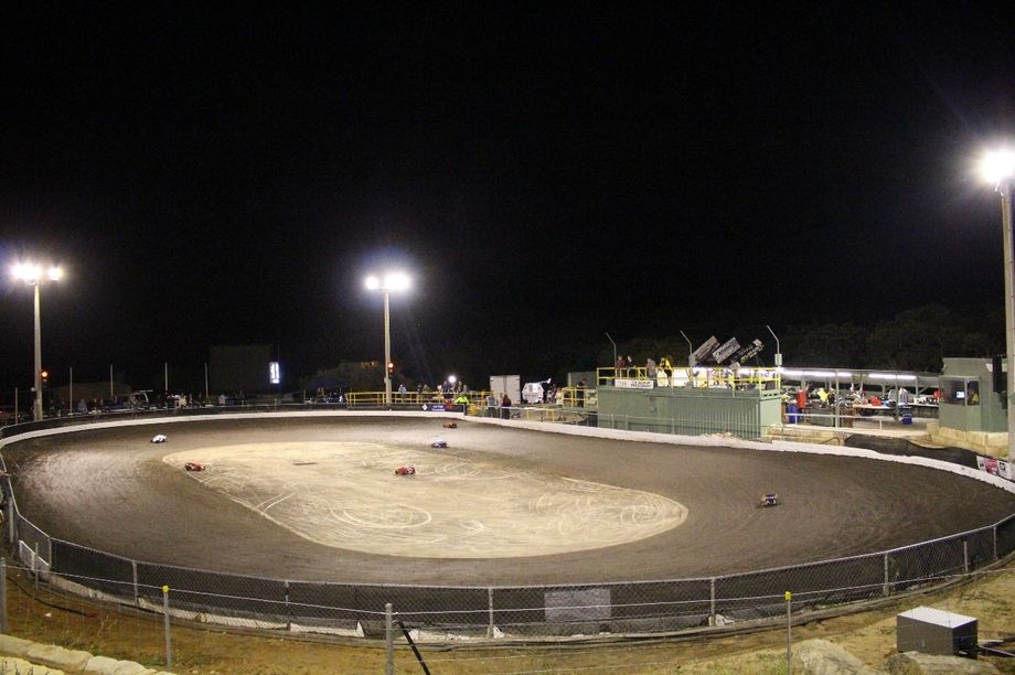 The circuit under lights.